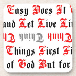 Posavasos Lemas de recuperación de texto negro y rojo