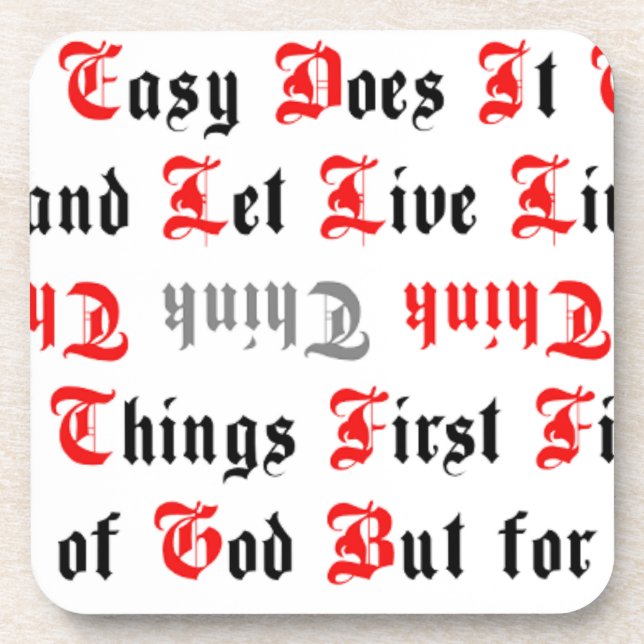 Posavasos Lemas de recuperación de texto negro y rojo (Frente)