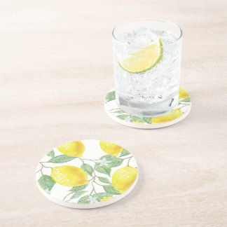 Posavasos Lemon Floral Round Stone Coaster