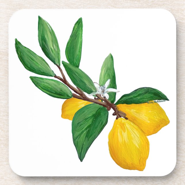 Posavasos Lemon Leaf Watercolor Design | Fresh Citrus (Frente)