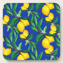 Posavasos Lemon Leaf Yellow Green Blue Pattern Drink 