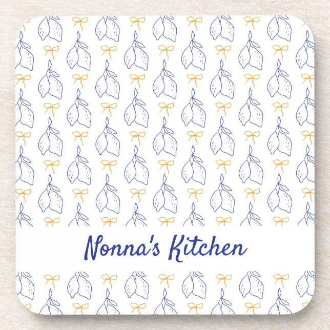 Posavasos Lemones azules italianos dibujados a mano (Frente)