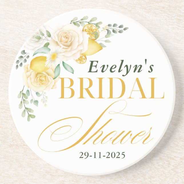 Posavasos lemons Eucalyptus Rosa Citrus Bridal Shower (Frente)