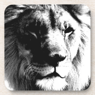 Posavasos León blanco y negro