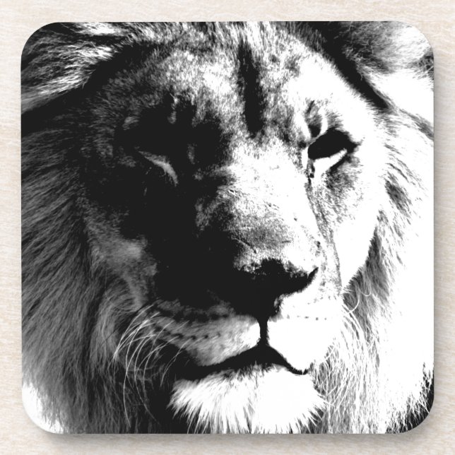 Posavasos León blanco y negro (Frente)