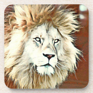 Posavasos león de animal de colores cálidos