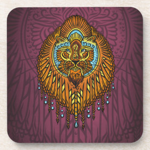 Posavasos León de espíritu real Ornate Tribal Mandala Roar