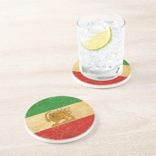 Posavasos León de la bandera de Irán y Shah del sol en la mo