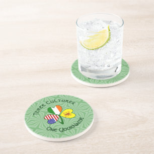 Posavasos León escocés personalizado Irlanda EE. UU. Trébol