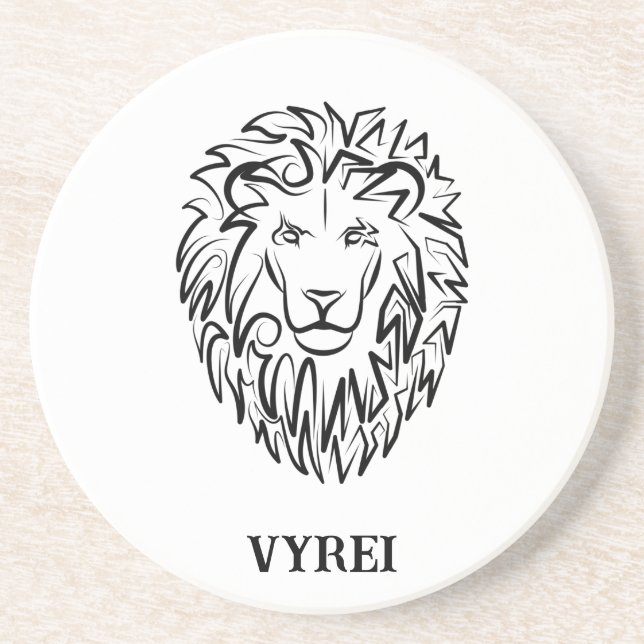 Posavasos León tribal blanco y negro (Frente)