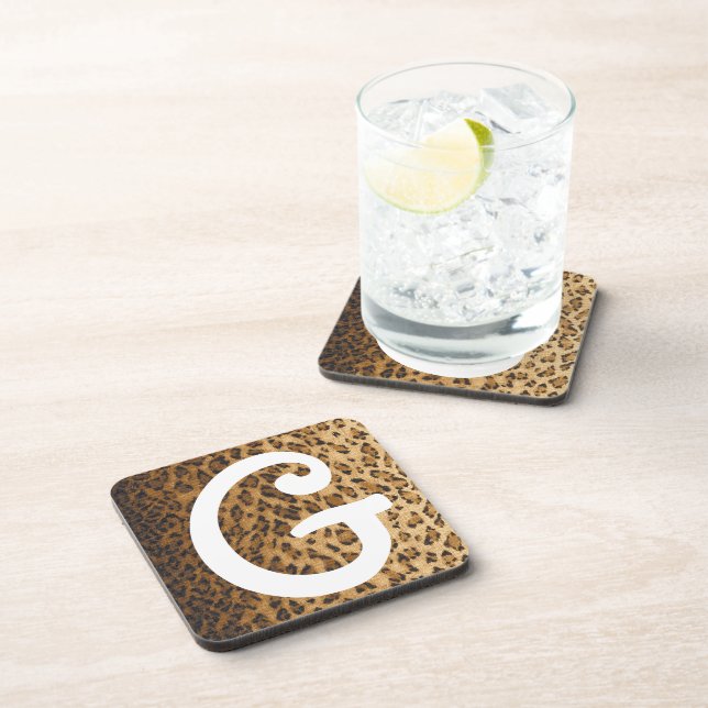 Posavasos Leopard Print G monogram initials (Lado Derecho)