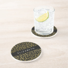 Posavasos Leopard Print, Gold Leopard, Purpurina, tu nombre