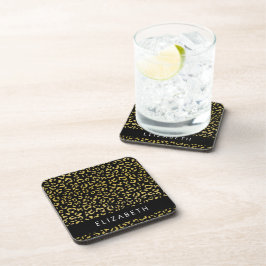 Posavasos Leopard Print, Gold Leopard, Purpurina, tu nombre