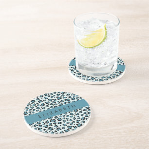Posavasos Leopard Print, Spots, Blue Leopard, tu nombre