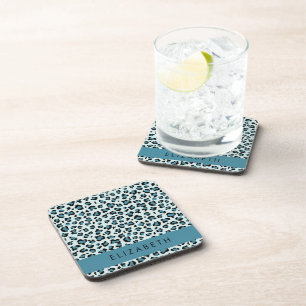 Posavasos Leopard Print, Spots, Blue Leopard, tu nombre