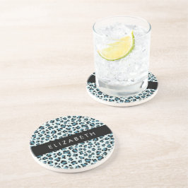 Posavasos Leopard Print, Spots, Blue Leopard, tu nombre