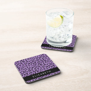 Posavasos Leopard Print, Spots, Purple Leopard, tu nombre