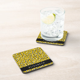 Posavasos Leopard Print, Spots, Yellow Leopard, tu nombre