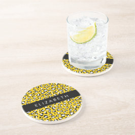Posavasos Leopard Print, Spots, Yellow Leopard, tu nombre