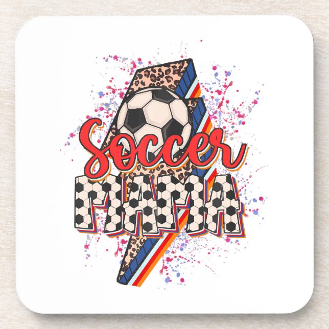 Posavasos Leopard Soccer Mama Lightt Bolt Sport Mom Mothe (Frente)