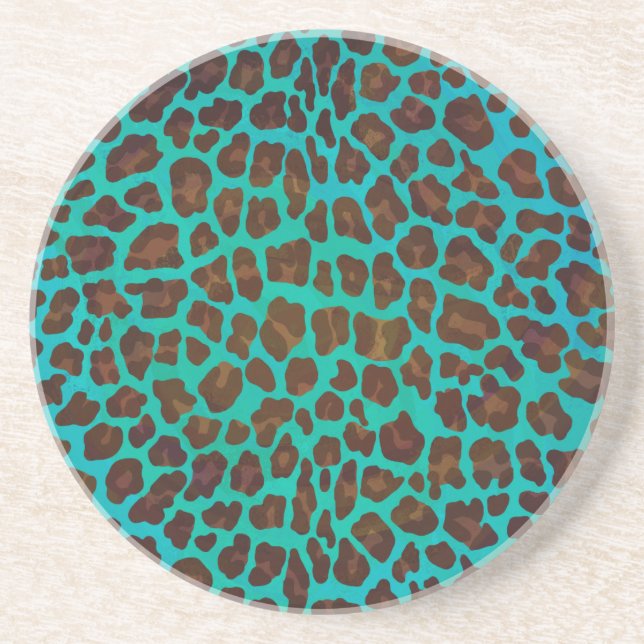 Posavasos Leopardo Brown e impresión Verde azulada (Frente)