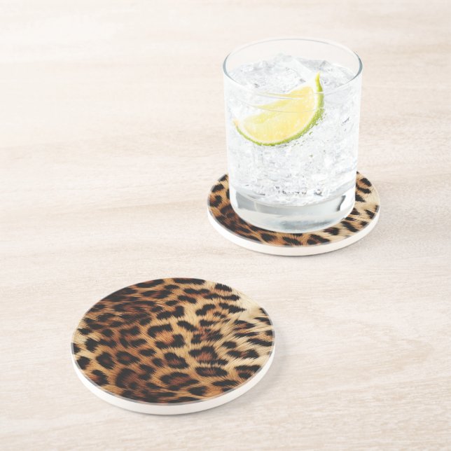 Posavasos Leopardo de crema marrón de moda (Lado)