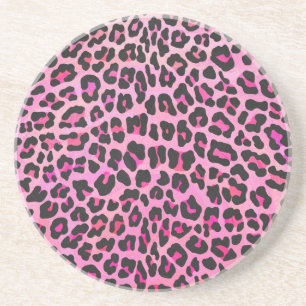 Posavasos Leopardo de impresión negro y rosa caliente