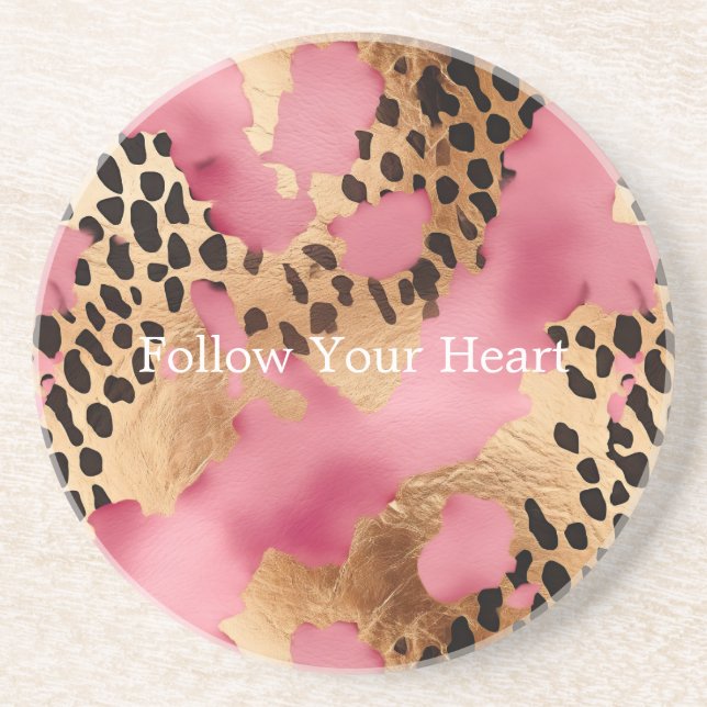 Posavasos Leopardo de oro rosa (Frente)