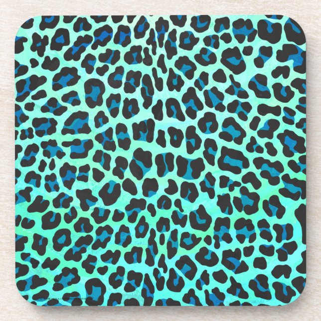Posavasos Leopardo negro e impresión Verde azulada (Frente)
