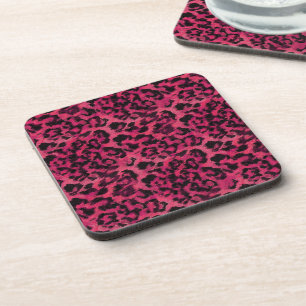 Posavasos Leopardo rosa brillante y negro
