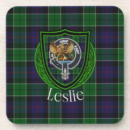 Posavasos Leslie Scottish Clan Tartan & Crest