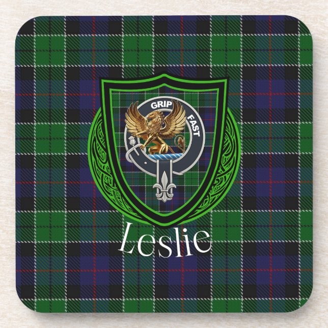 Posavasos Leslie Scottish Clan Tartan & Crest (Frente)