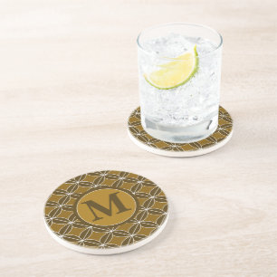 Posavasos Letra de estilo Brown Patrón geométrico moderno mo
