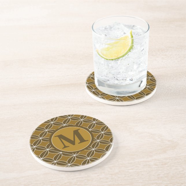Posavasos Letra de estilo Brown Patrón geométrico moderno mo (Lado)