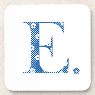 Posavasos Letra de patrón de flor E(azul)