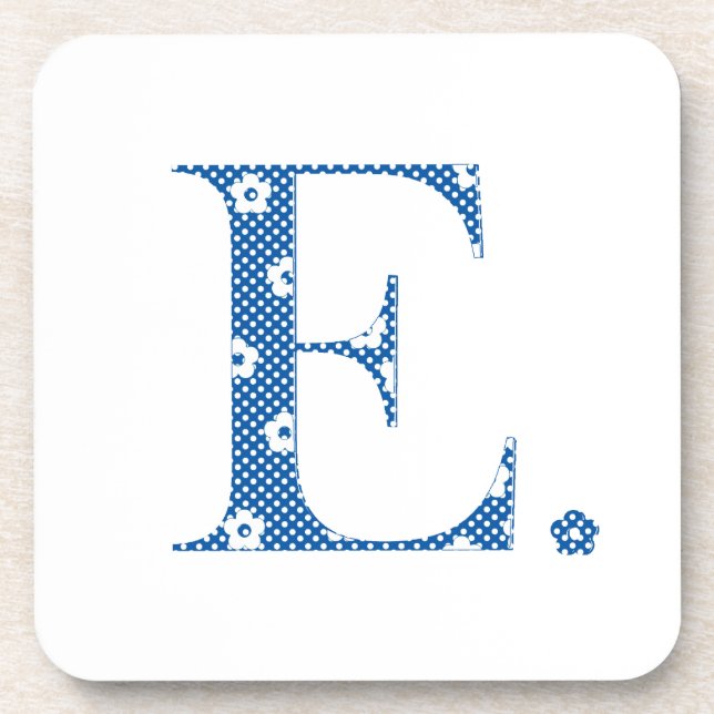Posavasos Letra de patrón de flor E(azul) (Frente)
