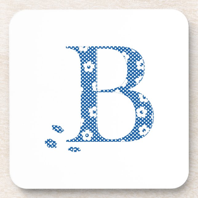 Posavasos Letra del patrón de flor B (azul) (Frente)
