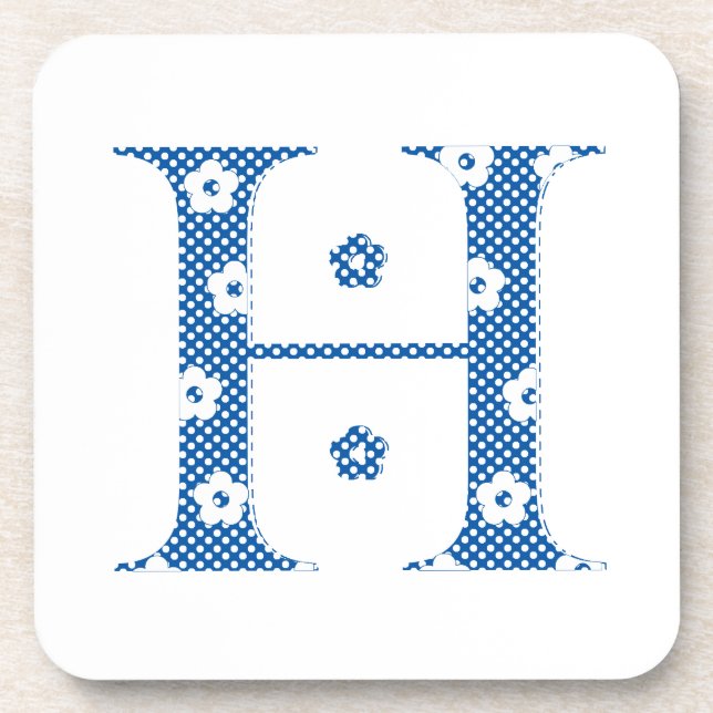 Posavasos Letra del patrón de flor H (azul) (Frente)