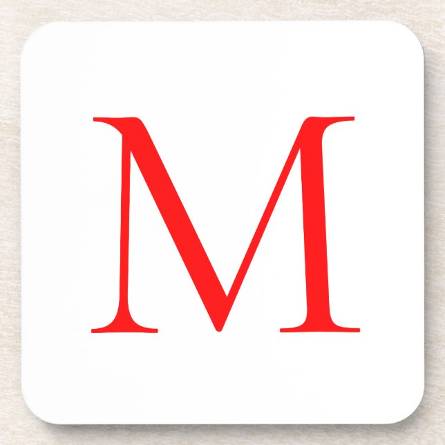 Posavasos Letra inicial blanco rojo monogramado profesional (Frente)