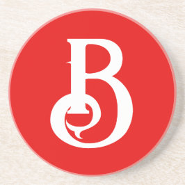 Posavasos Letra inicial clásica blanca monogramada roja