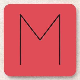 Posavasos Letra inicial color rojo Minimalista moderno monog