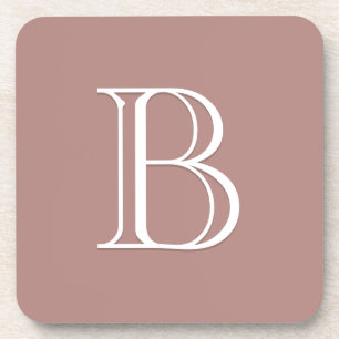 Posavasos Letra Inicial de Monograma Rosa Claro Neutral