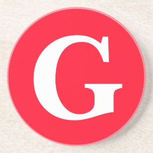 Posavasos Letra inicial monograma blanco rojo simple