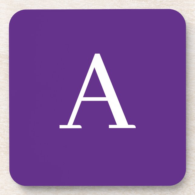 Posavasos Letra inicial monograma estilo moderno púrpura (Frente)