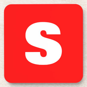 Posavasos Letra inicial monograma estilo moderno rojo blanco