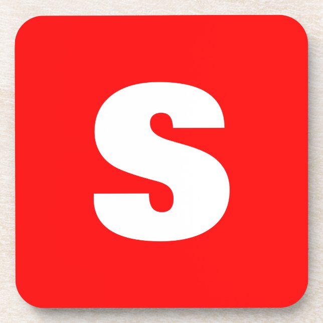 Posavasos Letra inicial monograma estilo moderno rojo blanco (Frente)