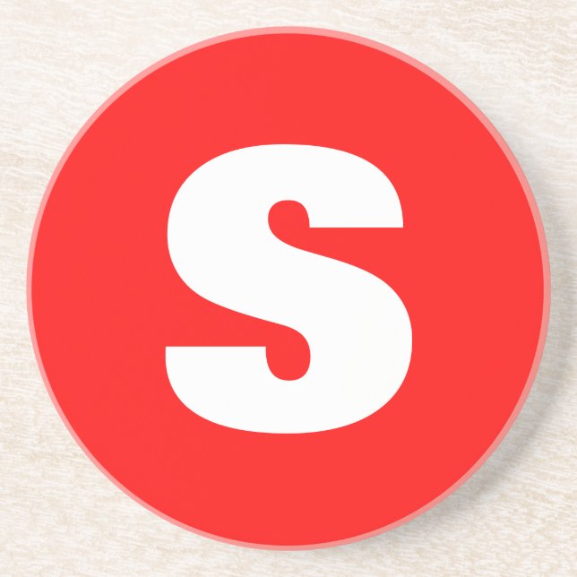 Posavasos Letra inicial monograma estilo moderno rojo blanco (Frente)