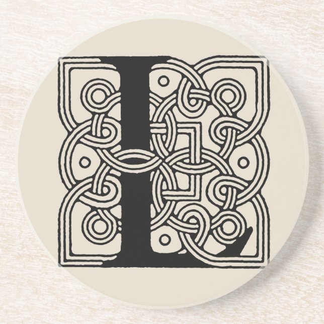 Posavasos Letra L Monograma de Nudo Céltico Vintage (Frente)