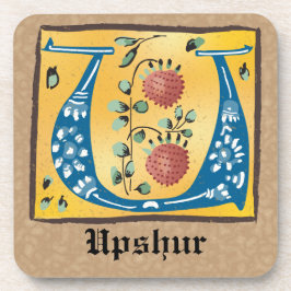 Posavasos Letra medieval floral iluminada Monograma U