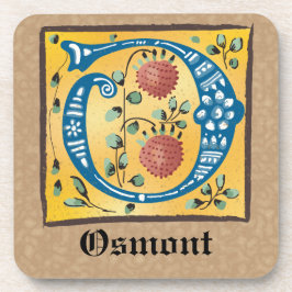 Posavasos Letra medieval floral iluminada o monograma